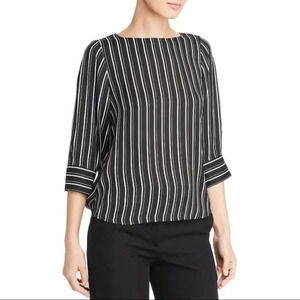 T TAHARI‎ 3/4 Sleeve Striped Boatneck Blouse Top